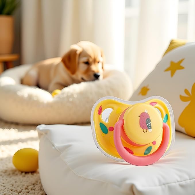 Pet Silicone Calming Pacifier, Dog Pacifiers for Small Dogs, Kitten Pacifiers, Puppy Teething Toys and Cat Chew Toys, Essential Pet Supplies, Puppy Essentials and Kitten Supplies (Chicks)