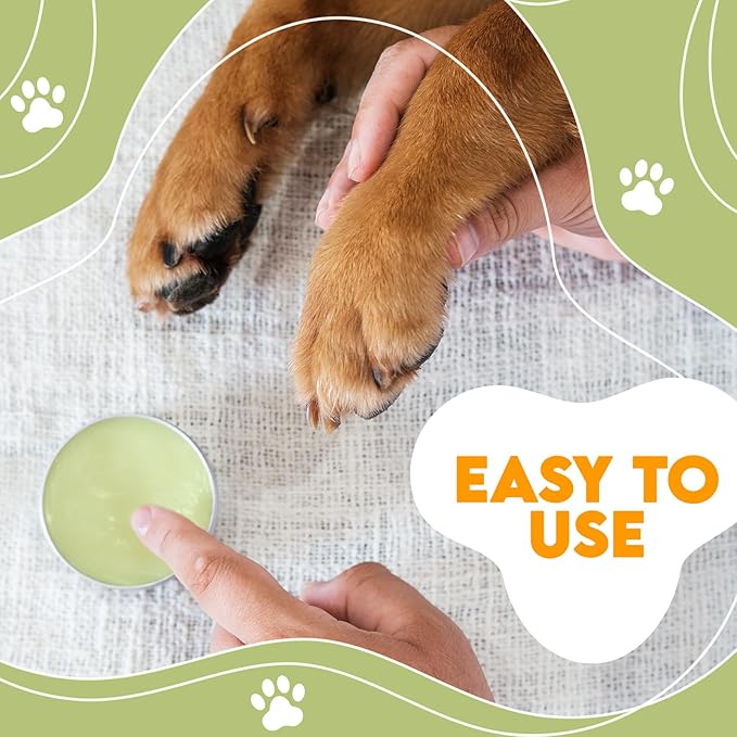 Dog Paw Balm - Coconut, Shea Butter, Jojoba Oil and Beeswax Formula - All-Natural Lick-Safe Pet Paw & Nose Balm for Cracked, Dry Foot & Noses - Soothing & Protective Salve - 60g - 2.1 oz