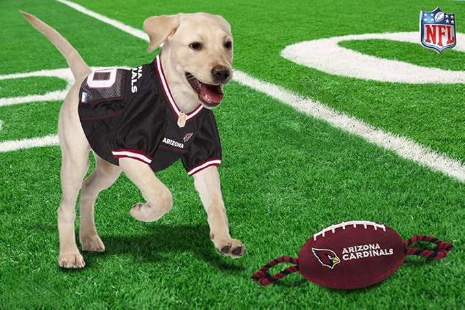 Pets First NFL Arizona Cardinals Football Dog Toy, Tough Quality Nylon Materials, Strong Pull Ropes, Inner Squeaker, NFL Team Color