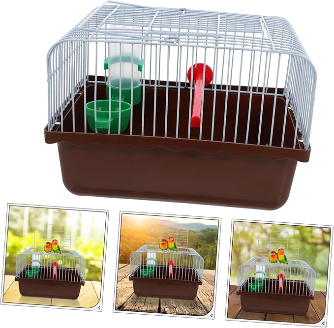 Spacious Portable Bird Cage with Perch Food Container Water Bottle for Parrots Lovebirds Animals Lightweight Travel Carrier for Outdoor Adventures and