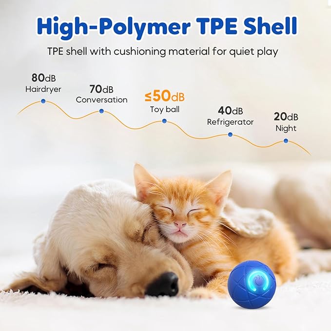 hoehew Interactive Dog Ball, 2025 New Automatic Moving Balls for Pet, LED Shaky Ball Toy, Upgraded Vibrating Dog Balls Shaking Toys for Small Dogs Cats, Donnot Suit Medium & Large Dogs (Orange)