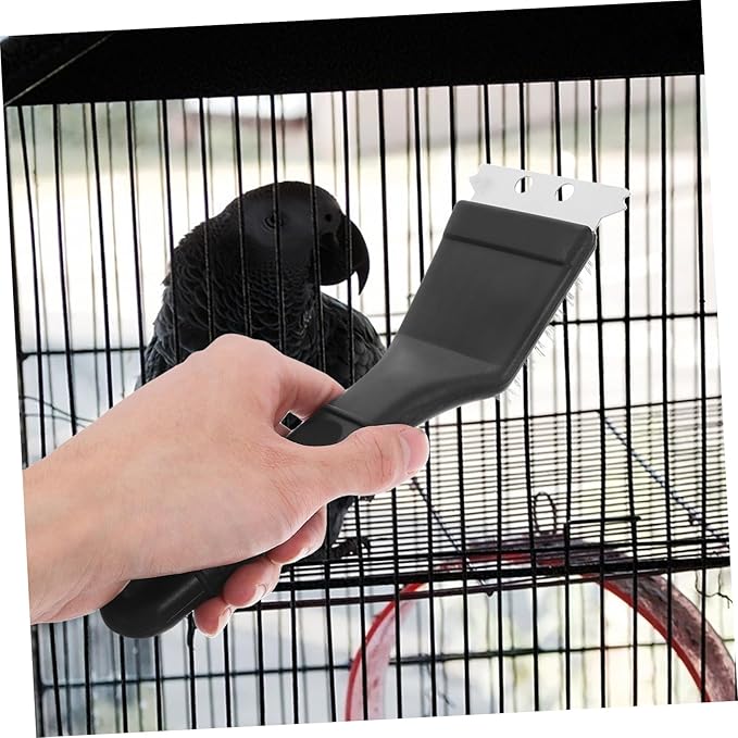 VICASKY Multi-Function Birdcage Brush Parrot Poop Cleaner Stainless Steel Shovel Brush for Bird Cage Hygiene