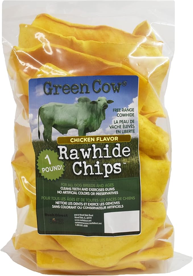 Chips Chicken Flavor 1-Pound Bag - Premium Large Dog Rawhide Chews - Ideal for Agressive Chewers Dog Rawhide Treats - Durable Rawhide Bones for Large Dogs