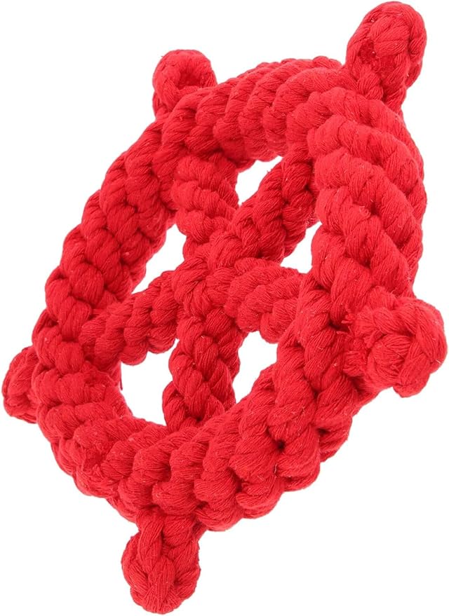 Dog Rope Toy Dog Chew Toys Nautical Wheel Shaped Pet Chew Rope Toy Gift for Dog Cat (Red)