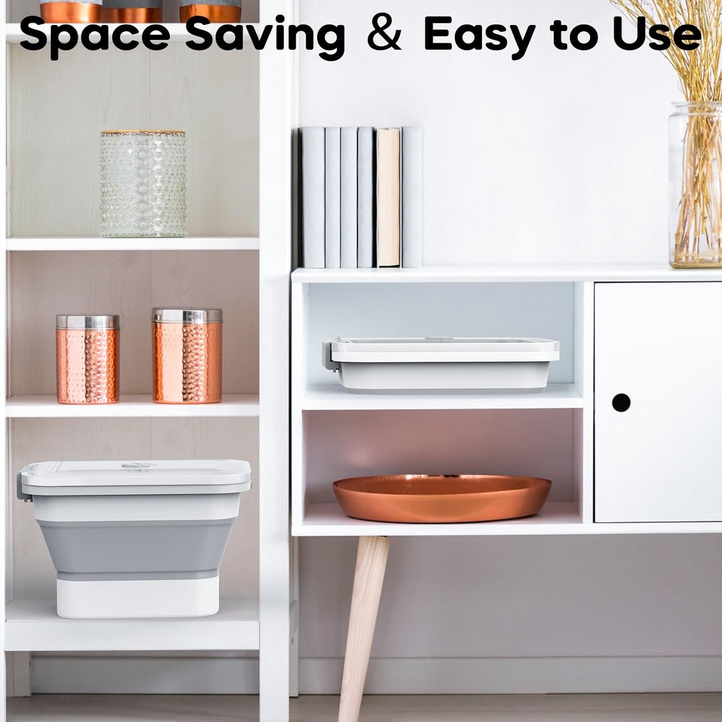 10-13 Lbs Dog Food Storage Container,Collapsible Dog Food Container with Transparent Airtight Lid,Pet Food Scoop and Dog Bowl,Multifunctional Food Storage Container for Pet Food,Rice,Flour