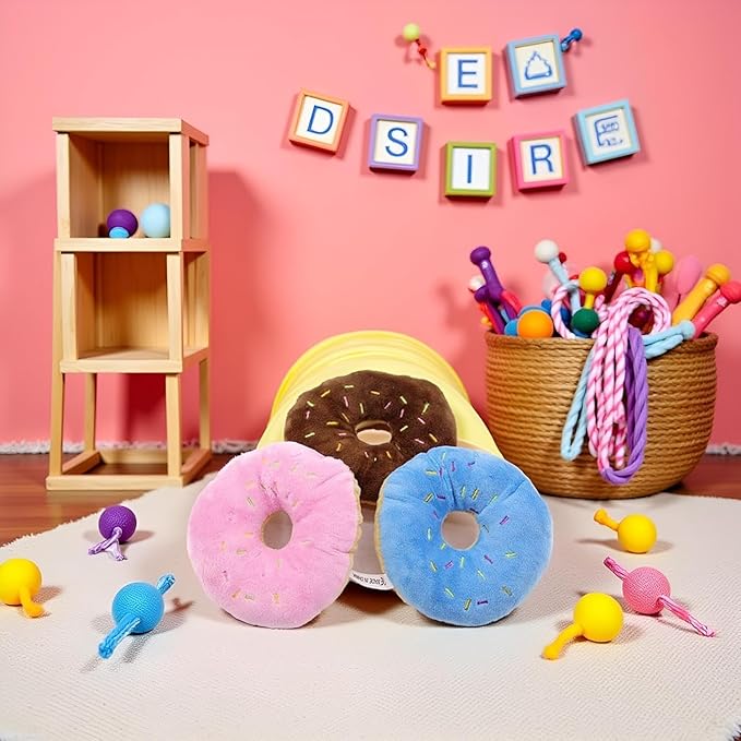 3Pcs Colorful Pet Toy Donut-Shape Squeaky Squeaker Puppy Dog Pet Cat Kitten Sound Chews Toy Random Color Sturdy and Practical Simple and Sophisticated Design,Toys,Dog Squeak Toys