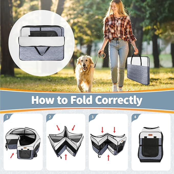 Seiyierr Dog Playpen, Portable Pet Play Pen Foldable Carrying Case, Puppy Pens Outsid for Small Cat Indoor/Outdoor, Removable Mesh Shade Cover