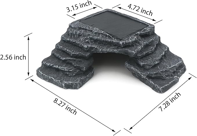AQUA KT Reptile Basking Platform with Climbing Ramp Ledge Turtle Dock Resting Rock for Bearded Dragon Leopard Crested Gecko Lizard Hide Cave Amphibian Decoration