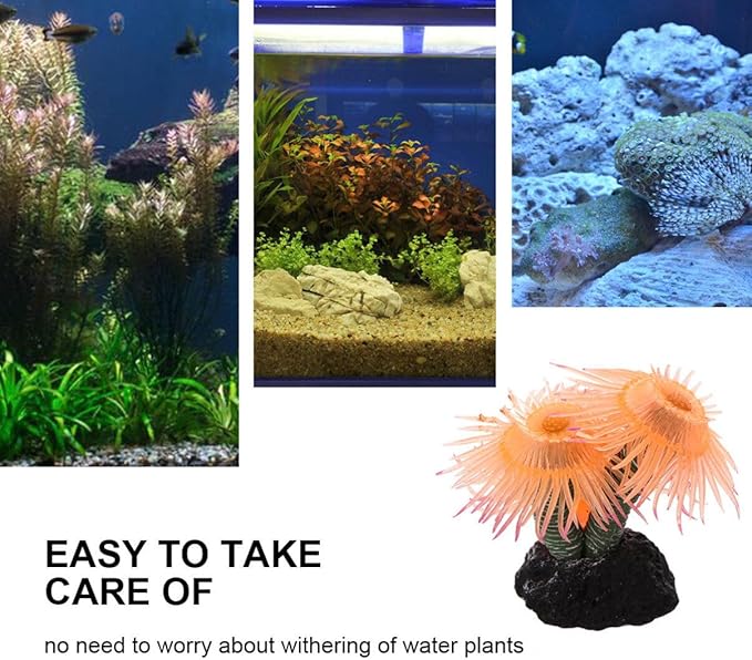 POPETPOP Simulated Coral Aquarium Decor Fish Tank Ornament Artificial Coral for Aquatic Pets Durable Resin 3.15 Inch
