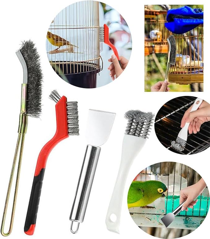 Bird Cage Cleaning Supplies, Bird Cage Cleaner Poop Remover, 1 Set Accessories Supplies Litter Brush for Conure Parrot Hummingbird Hamster Rabbit Outdoor Patio Birdbath Parakeet