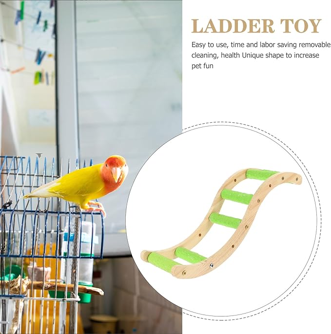 HOMSFOU Wooden Parrot Climbing Ladder and Hamster Cage Ladder with Beak and Claw Grinding Function, Creative Bird Cage Accessory for Small Pets’ Play and Exercise