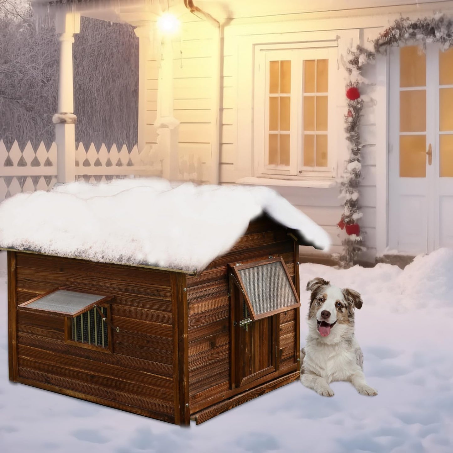 Big Outdoor Dog House for Large Breed Dogs with Removable Floor&Roof,Dog House Outdoor Weatherproof Warm Dog Houses for Medium Dogs,Heavy Duty Large Indoor Pet House,3XL-54.33"(D) X42.13(W) X46.46(H)