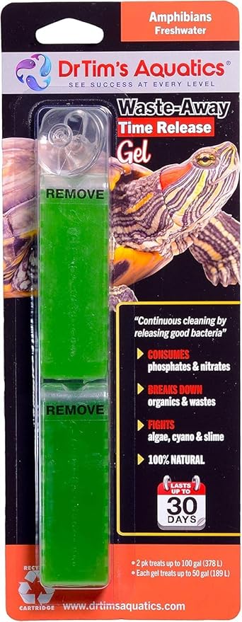 DrTim’s Aquatics Waste-Away Gel Fish Tank Cleaner for Freshwater Aquariums – Unclogs, Cleans, Removes Hidden Fish Food Waste – for Turtle Tanks – Medium, Double Pack