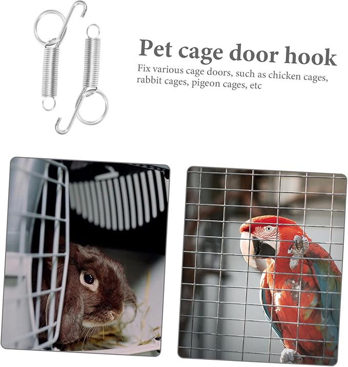 10pcs Feeder Spring Hook for Bird Cage Door Multi-Purpose Pet Cage Hook High Elastic Material for Easy Opening and Closing for Home