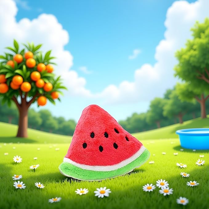 1Pc Watermelon Pet Toy Chew Squeaker Squeaky Plush Cotton Triangle Ball Watermelon Sound Toys Puppies Small Dogs Useful and Deft, Dog Squeak Toys, Tiny Puppy Toys(Red)