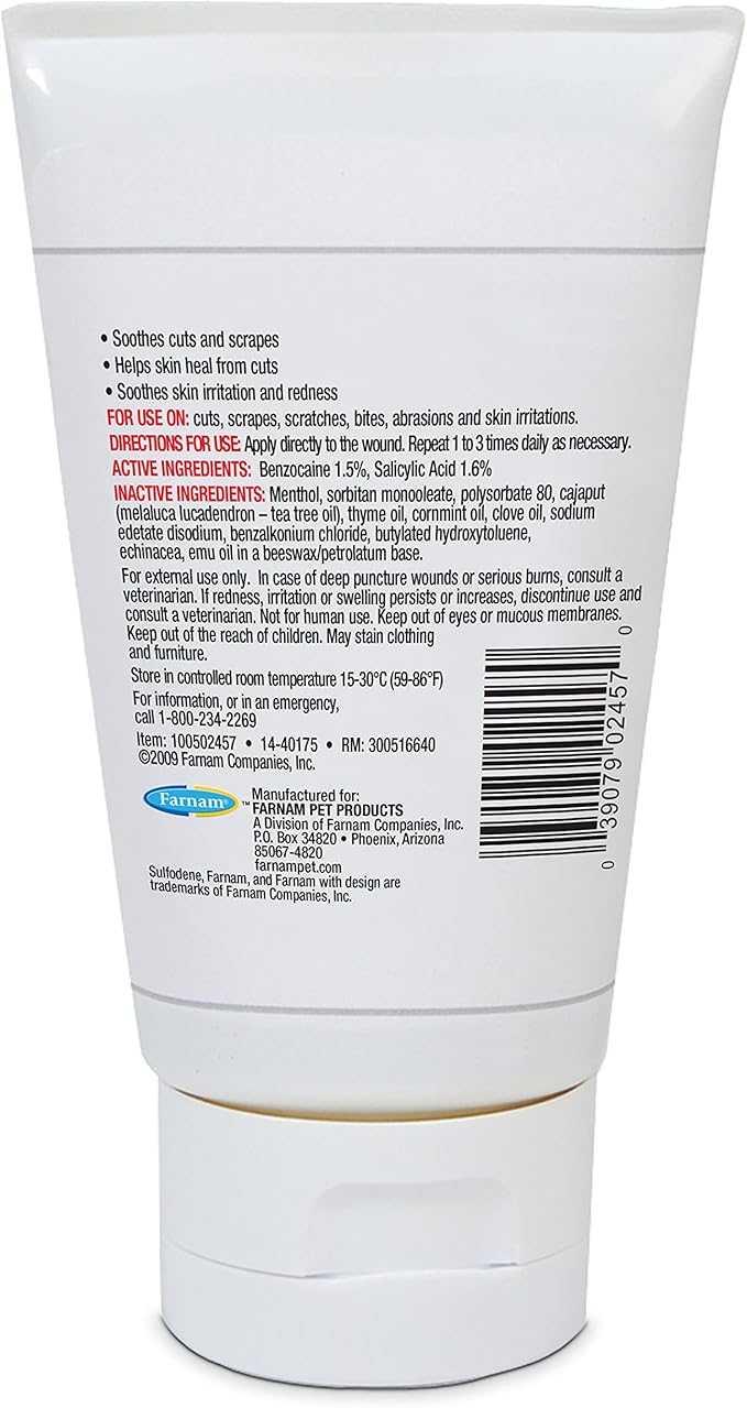 Sulfodene Dog Wound Care 3-Way Ointment, Relieves Pain & Prevents Infection For Dog Cuts, Scrapes, Bites and Injuries, 2 Ounce