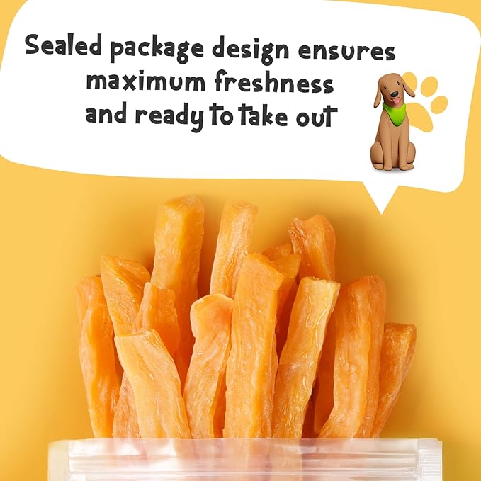 Dog Treats Chews, Sweet Potato Strips, Gluten & Grain Free Dog Snacks for Training Rewards 10.6 oz