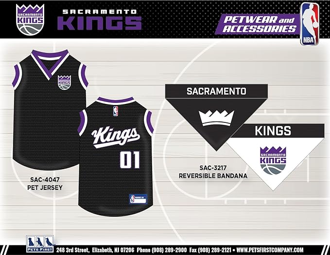 Pets First NBA Sacramento Kings Dog Jersey, X-Small- Tank Top Basketball Pet Jersey