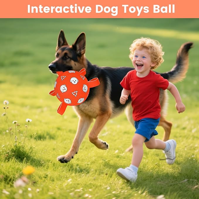Dog Soccer Ball with Straps - Durable Jolly Ball for Dogs, Large Soccer Ball for Dogs, Dog Toys for Medium Dogs, for Pet Birthday, Outdoor Indoor Play Training Exercise