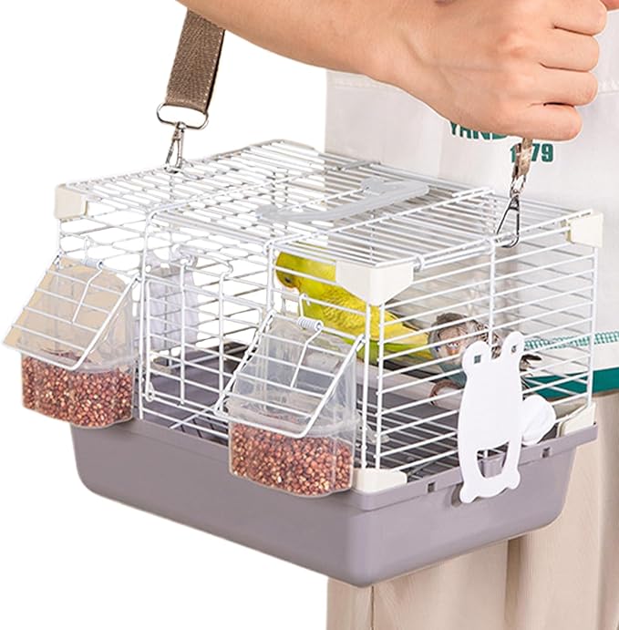 Portable Bird Cage - Travel Mini Aviary, Sturdy Handle Carrier, Easy Cleaning Design, Excellent Pet Habitat, Trending Small Animal Tool, Cockatiels Peony Budgies Accessories 10.63x7.87x7.87 Inches