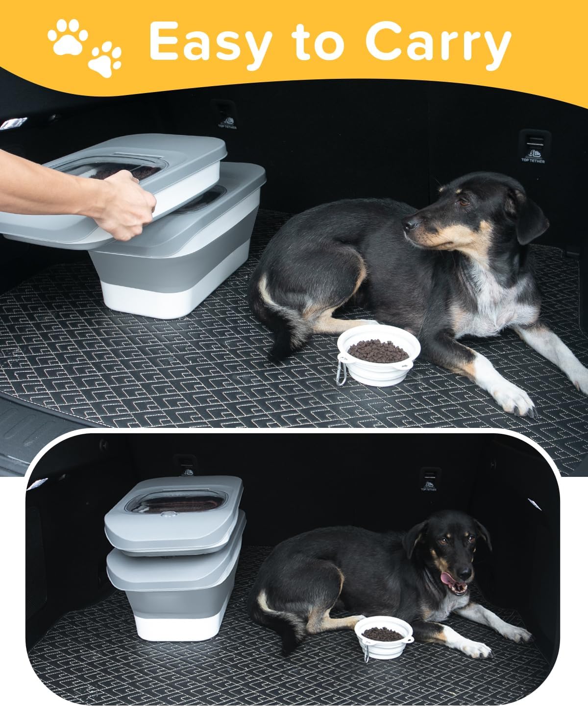 10-13 Lbs Dog Food Stroage Container, Collapsible Dog Food Containers with Airtight Lid, Pet Food Scoop and Silicone Dog Bowl, Pet Food Storage Container Dry Food for Dog, Cat and Other Pets