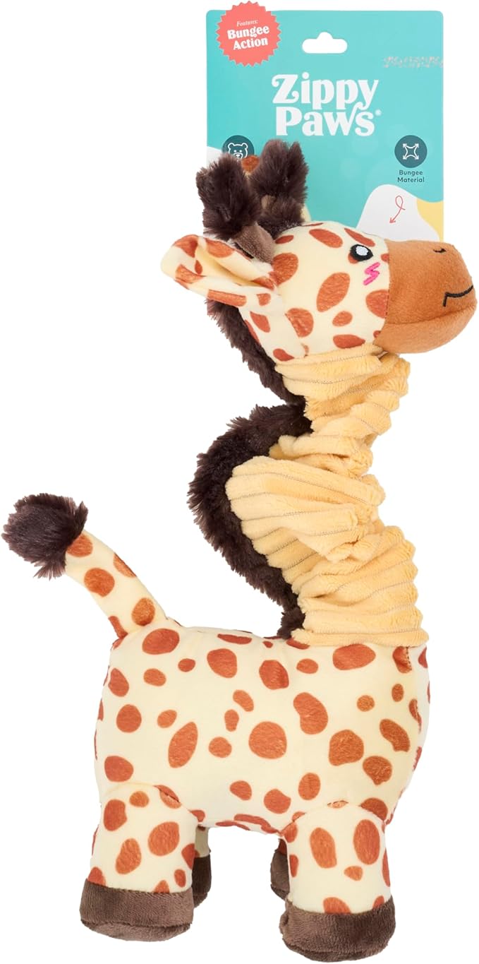 ZippyPaws Bungee Buddiez Plush Squeaky Dog Toy (Giraffe)