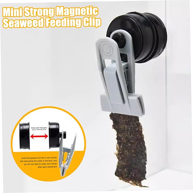 Seaweed Clip Strong Magnetic Seaweed Fish Feeder Clip Portable Fish Tank Feeder Mini Veggie Feeder Clip Practical Fish Tank Accessories for Fish and Aquatic Pets, Automatic Fish Feeder, Fish Feeder