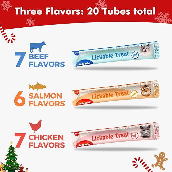 Lickable Cat Treats, High-Meat Wet Puree, Grain & Gum Free, for Cats, All-Natural Protein Snacks, 0.5oz Tubes (Pack of 20)