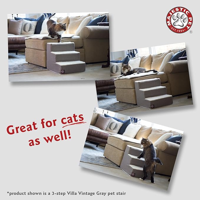 Majestic Pet 3 Step Portable Dog Stairs for Small Dogs to get on Bed Supports 250 lbs or Less – Dog Steps for High Bed with Machine Washable Cover –Pet Stairs for Cats Towers Orange