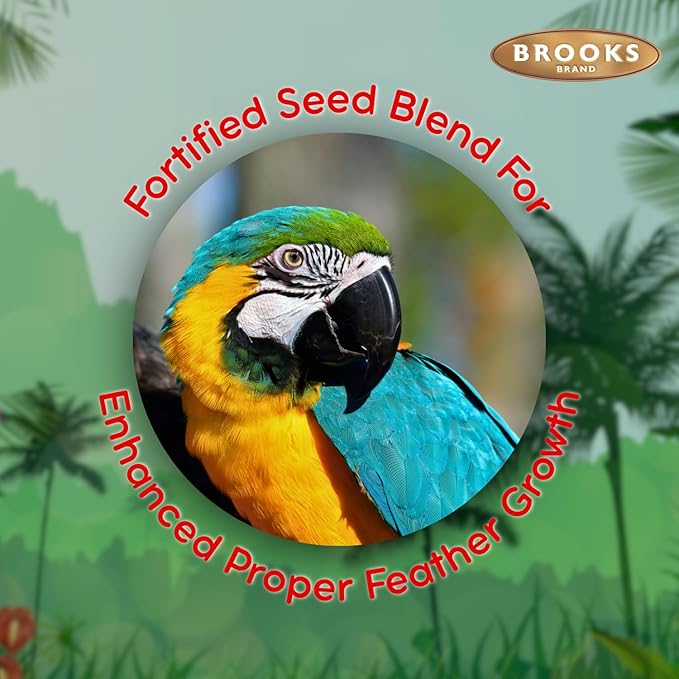 Brooks Brand Grains Plus Parrot Blend, Bird Food Parrot Seed Mix, African Grey Food, Eclectus, Indian Ringneck, Quaker (4.5 lbs)