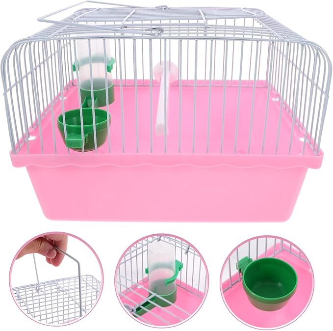 Abaodam Portable Bird Cage with Food Box and Water Dispenser Lightweight Travel Carrier for Birds Spacious Design for Comfortable Travel and Easy Maintenance