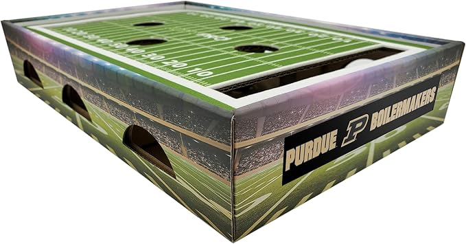 Pets First NCAA Purdue Boilermakers Cat Scratcher Box, Game Day Cat Toy, NCAA Football Field Designed Cat Scratcher and Lounge, Stimulating Cat Game
