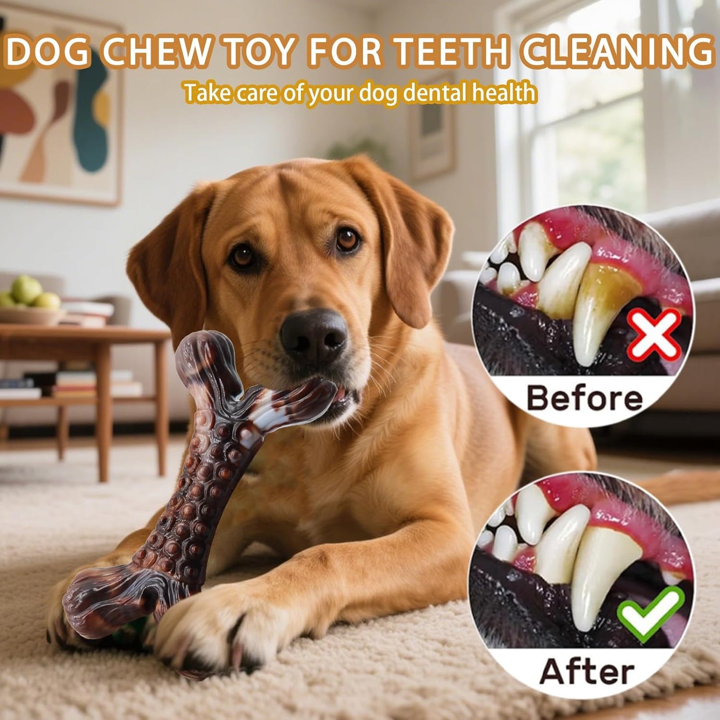 Magicorange 3-Pack Dog Chew Toys for Aggressive Chewers, Nylon Durable Dog Toys, Bacon Flavored Tough Bones Chew Toys