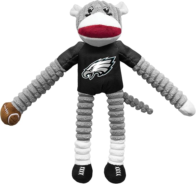 Littlearth NFL Philadelphia Eagles Sock Monkey Pet Toy, Team Color, One Size