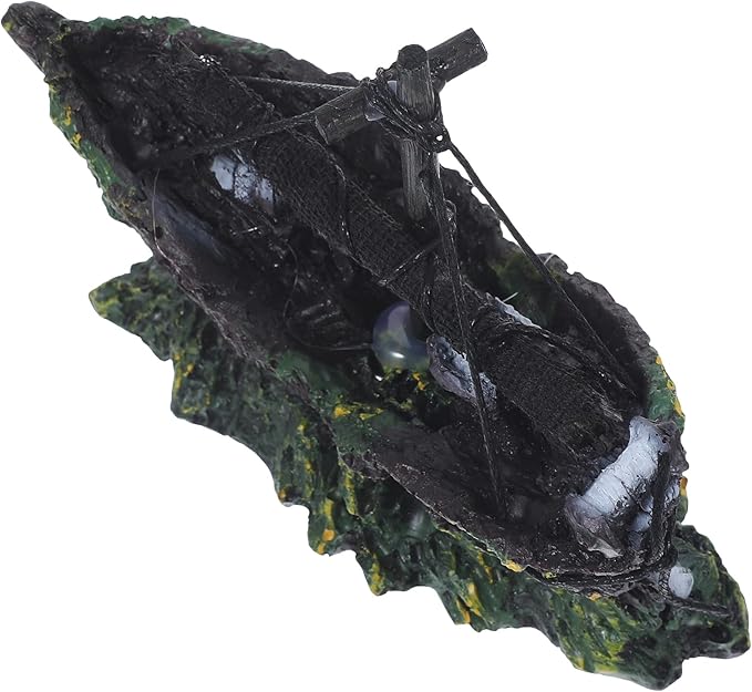 FRCOLOR Aquarium Shipwreck Decor Pirate Ship Wreck Figurine Fish Tank Ornament 4.52X1.96X3.14 Inch Resin Hideout for Betta Fish and Aquatic Pets