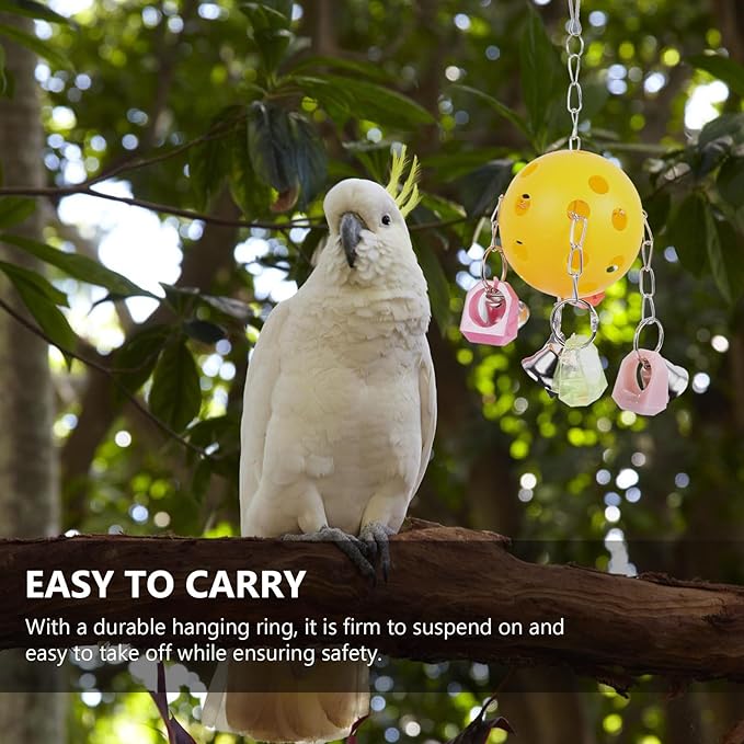 Luxshiny Colorful Parrot Chew with Bell Ball Hanging Bird Cage Decoration for Entertainment and Stress Relief