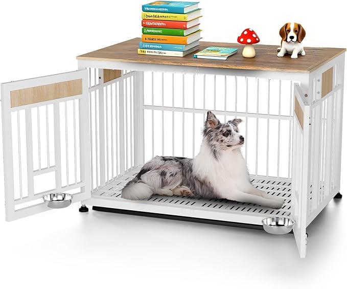 Heavy Duty Dog Crate Furniture for Large Dog, 48 Inch Decorative Pet House End Table, Large Wooden Cage Kennel for Dogs Furniture Indoor