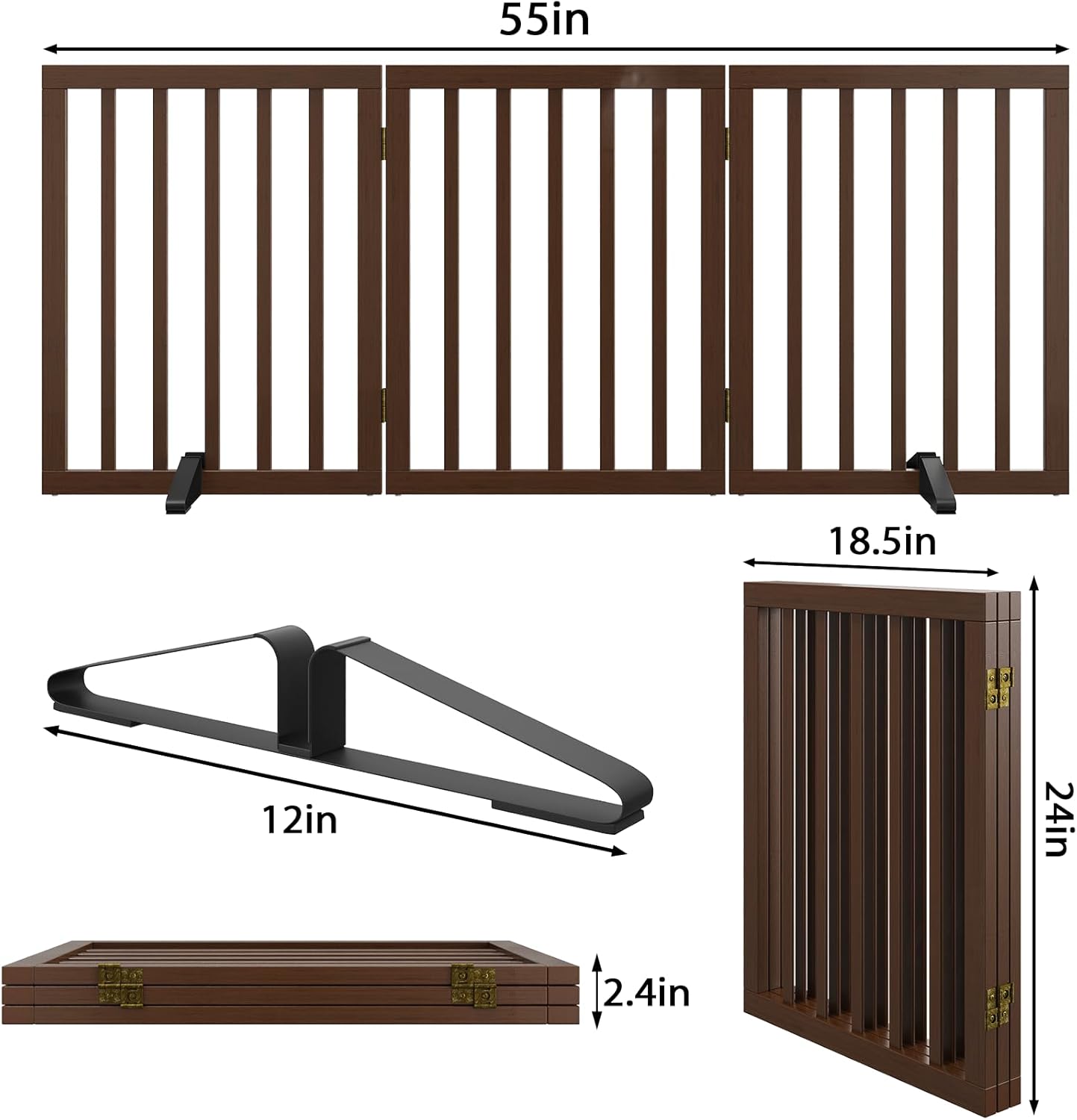 Dog Gate for Stairs,Foldable Dog Gate for Indoor Doorways House,Freestanding Pet Gates for Dogs,Doogie Puppy Fence Gate