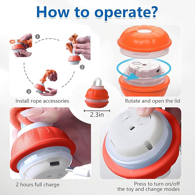 Interactive Dog Toys, Motion Activate Rolling Ball for Small Medium Large Dogs, Automatic Moving Toy, Interactive Dog Ball Stimulation Toy for Boredom Relief (Orange)