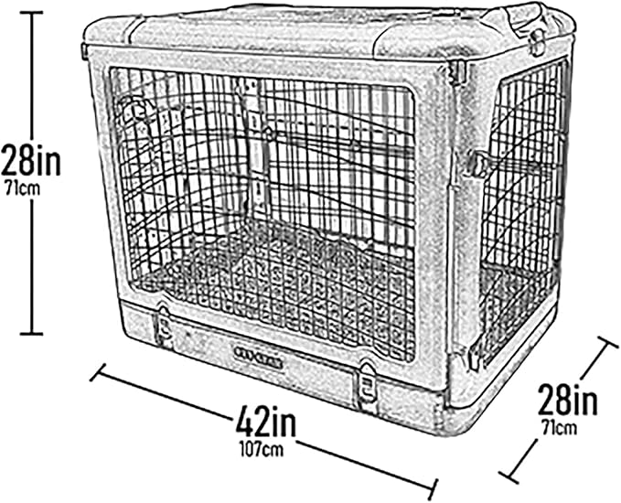 Pet Gear “The Other Door” 4 Door Steel Crate for Dogs/Cats with Garage-Style Door, Includes Plush Bed + Travel Bag, No Tools Required, Coffee Bean, 42 Inch
