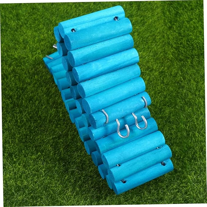 Pet Wooden Ladder for Hamsters and Parrots, Round Wood Climbing Ramp 6x40cm, Sky-Blue Small Animal Climbing Accessory for Birdcage and Hamster Habitat