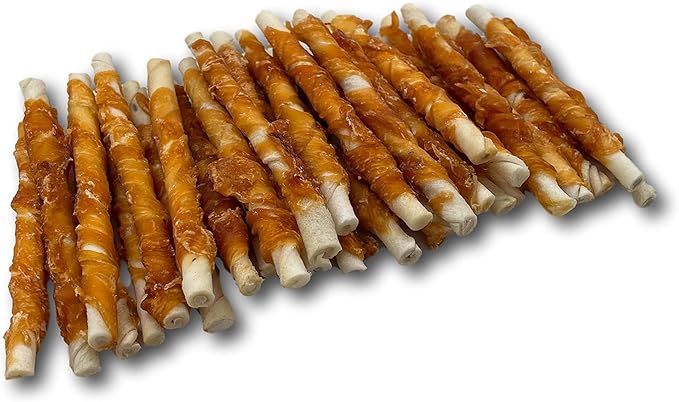 Top Dog Chews - All Natural Chicken Wrapped Rawhide Dog Twists (50 Pack), Natural Chew Sticks for Healthy Teeth and Happy Dogs, Delicious Dog Treats for Canine Dental Care