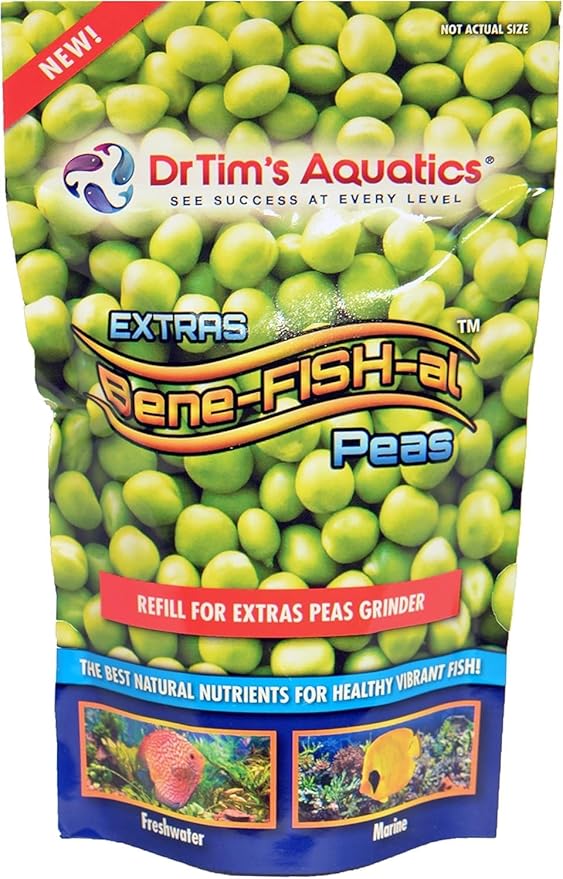 Dr. Tim’s Aquatics Bene-FISH-al Peas Grinder Fish Food Enhancement Refill – Improves Fish Function, Development – Adds Extra Flavor, All Natural – For Freshwater, Marine Fish, Coral Aquaria – 1.04 Oz.