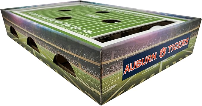 Pets First NCAA Auburn Tigers Cat Scratcher Box, Game Day Cat Toy, NCAA Football Field Designed Cat Scratcher and Lounge, Stimulating Cat Game