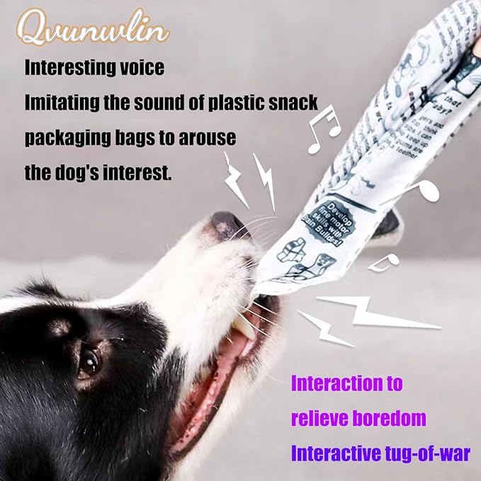 2 PCS Plastic Creaks Newspaper Crinkle Dog Pet Chew Toys, 600D Oxford Fabric Washable Bite-Resistant Fun Interactive Tug of War for Dog (Standard Version (Built-in Crinkle Paper))
