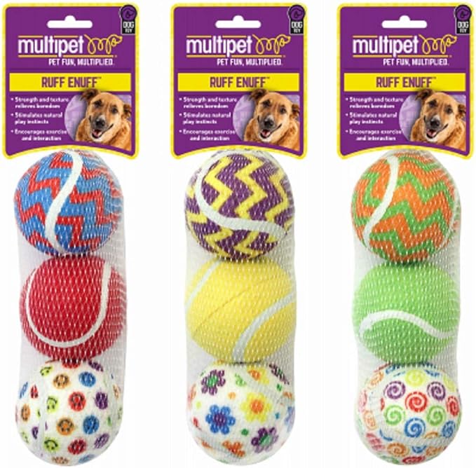 3PK Tennis Ball Dog Toy