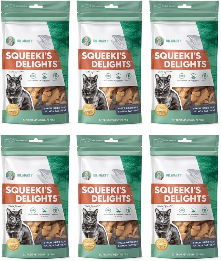 Raw Salmon Cat Treats by Dr. Marty, 4oz, 6-pack