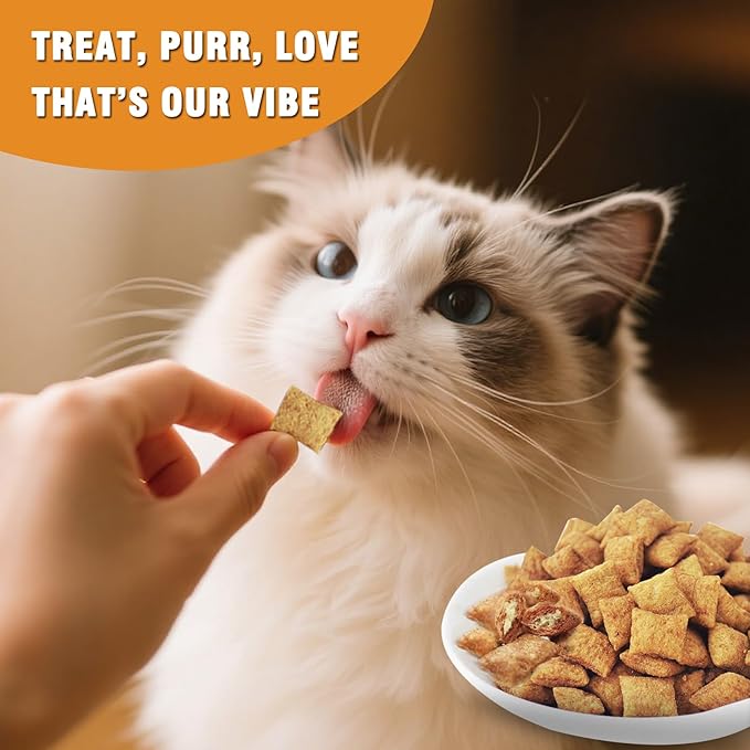 Healthy Cat Treats Soft & Crunchy - Catnip & Salmon Flavor with Real Salmon, Irresistible for Pickiest Cats, Cat Training Treats for Indoor Cats & Kittens, Dental Care & Digestive Support