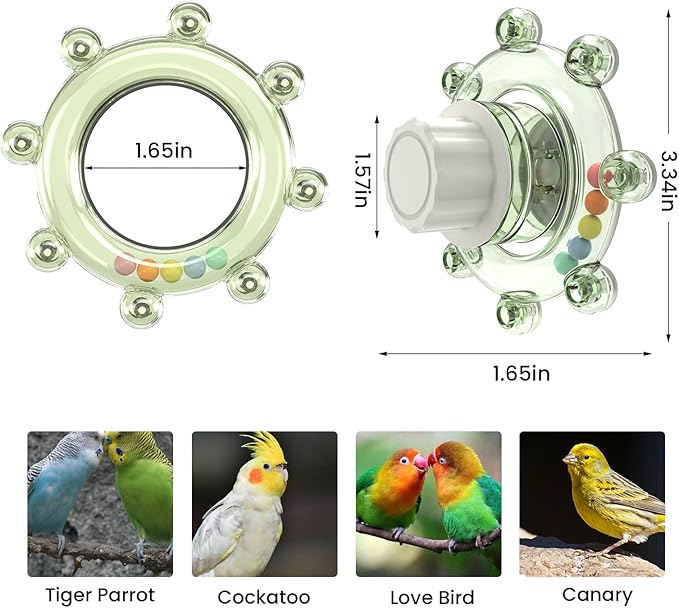 Bird Mirror Toys for Cage,Parakeet Rotating Sound Wheel Toy,Budgie Training Colorful Interactive Chew Toys for Canaries Lovebirds Conures Cockatiels cage Accessories (1, Pink)