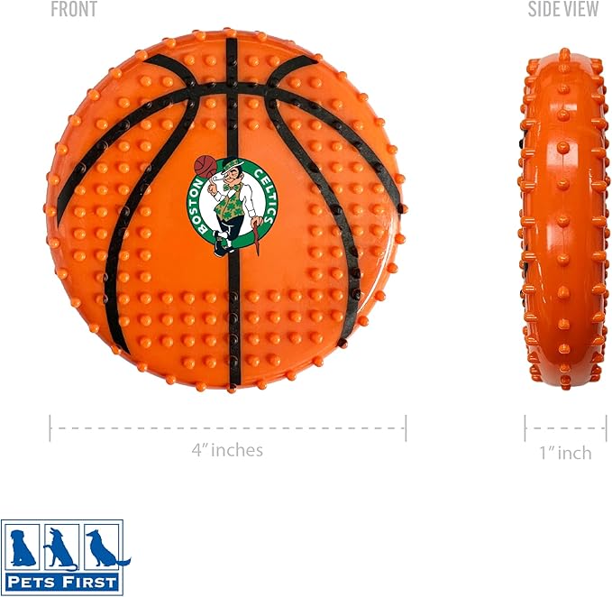 Pets First NBA Boston Celtics Hard-Nylon Bacon-Flavored Basketball Chew Toy, Indestructible Dog and Cat Chewy Toy, Tug, Fetch Toy, Sporty Fun Toy for Dogs